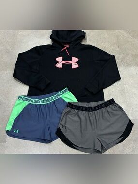 Womens UNDER ARMOUR Hoodie Sweatshirt & Athletic Shorts, sz XL